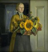 Michael Ancher A Girl with Sunflowers china oil painting reproduction